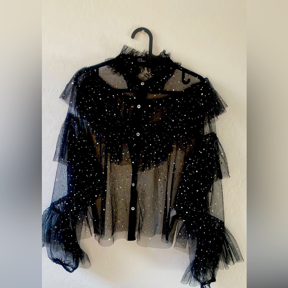 Hot and Delicious sheer sparkle top - Picture 1 of 4